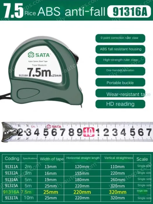 ABS drop resistance -7.5 m-ruler width 25mm-91316A