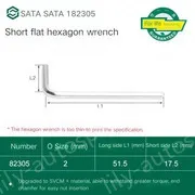 Short flat head hex wrench 2mm 82305