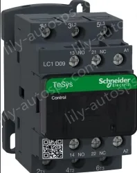 Schneider LC1D09M7C TeSys Deca 3P Contactor, 9A, 220VAC Coil, 1NO+1NC Auxiliary Contacts