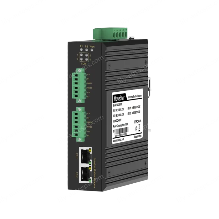 4 Ports RS485 to 2 Ports Ethernet Modbus Industrial Smart Gateway