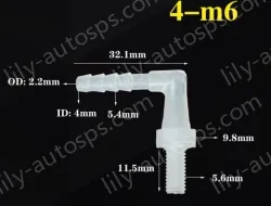 4-M6-M thread right angle elbow