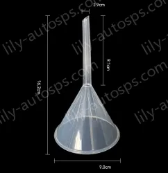Plastic separating funnels The length and diameter of the tip is 9cm, 1 piece