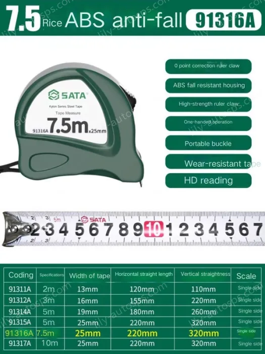 ABS drop resistance 7.5m ruler width 25mm-91316A