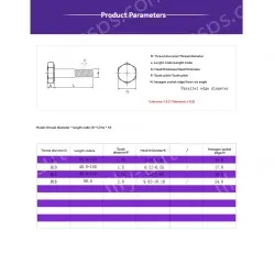 Half thread external hexagonal bolt M8*140